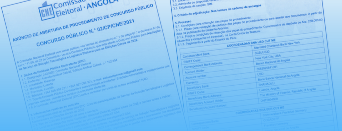 CNE lança concurso público para aquisição tecnológica e logística eleitoral directa e inversa para as eleições de 2022
